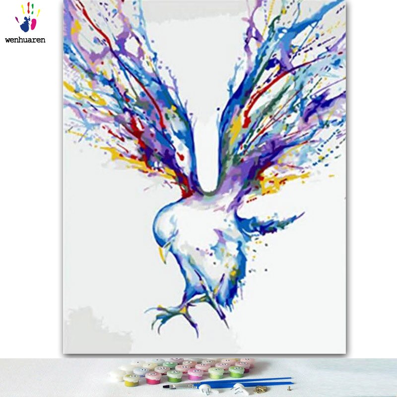 DIY colorings pictures by numbers with colors Colour the birds picture drawing painting by numbers framed Home: 50x60cm  on frame