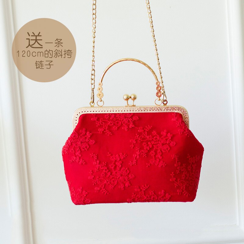 wedding bag bride wedding bag female atmospheric red handbag mouth gold bag finished product