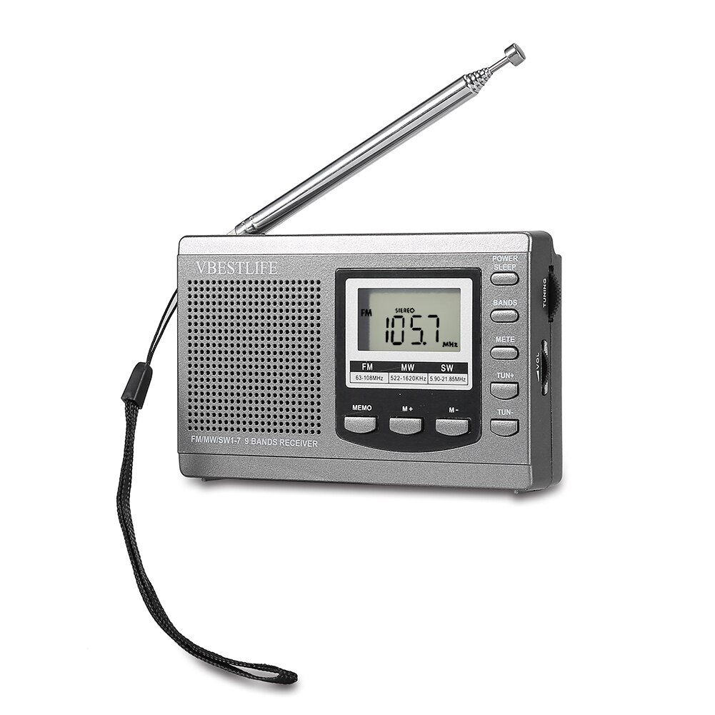 Draagbare Mini Stereo Radio Fm/Mw/Sw Ontvanger W/Digitale Wekker Fm Radio Ontvanger Muziekspeler luidspreker Voor Outdoor