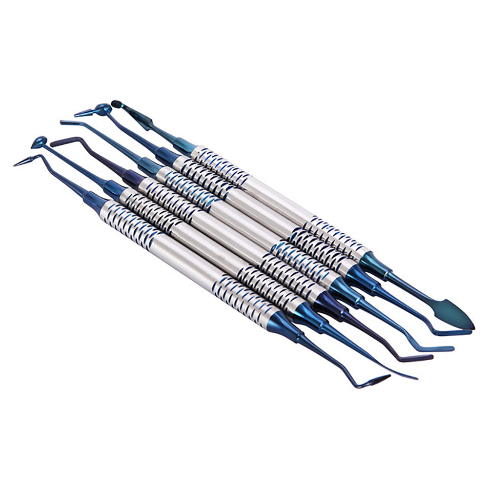 6Pcs Dental Resin Filling Tools Composite Filling Spatula Stainless Steel Dentistry Repair Instrument Dentist Material: Blue