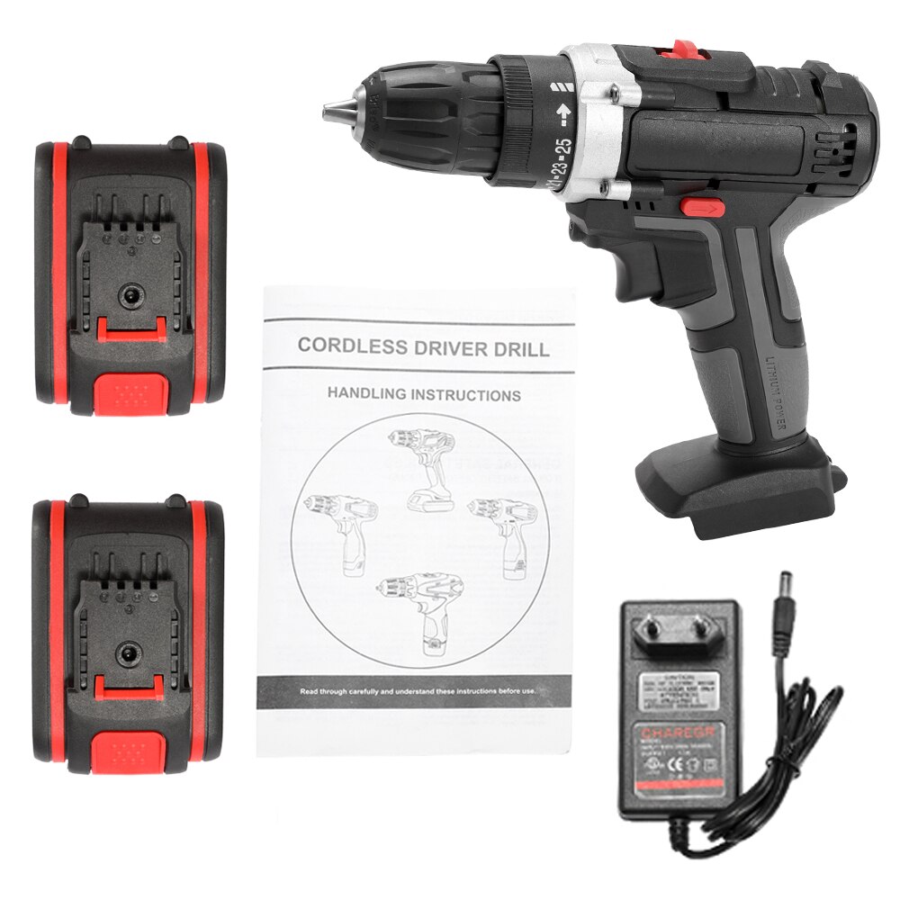 18V 36V Cordless Drill Electric Screwdriver Mini Wireless Power Driver DC Lithium-Ion Battery Electric Drilling Machine Mini: 2pcs battery