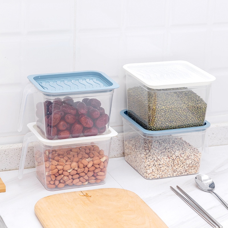 Kitchen Refrigerator Storage Box With Handle Food Container Transparent Keeping Egg Fruit Freshness Fridge Organizer Container