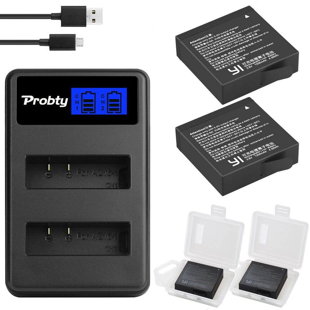 Cargador de 2 ranuras para Xiaomi YI lite 2 4K 4k + LCD USB para batería de Cámara de Acción Xiao yi 4k