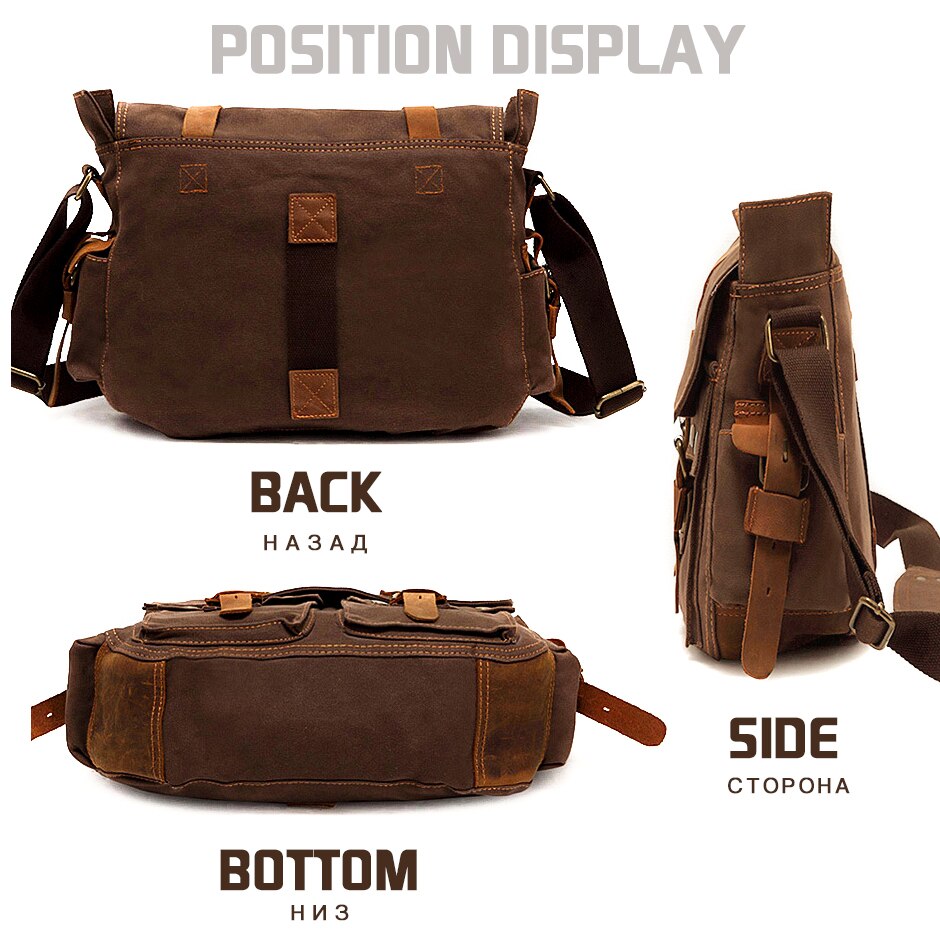 Markroyal Canvas Lederen Heren Grote Crossbody Tas Mannelijke Messenger Bag Schoudertas Grote Capaciteit Satchel