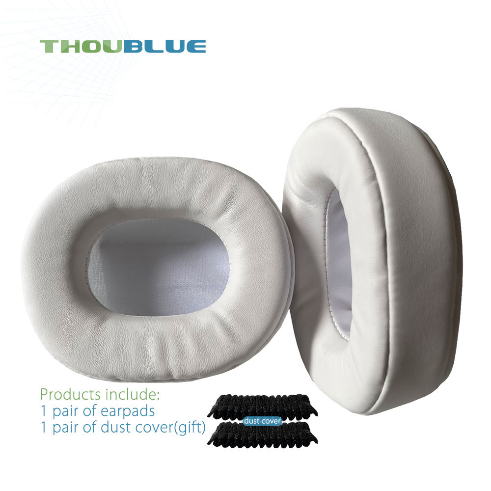 THOUBLUE-almohadillas de repuesto para auriculares Bluedio T6, T6S, T6C, T7, T7 +, cubierta de espuma viscoelástica: 1White Leather