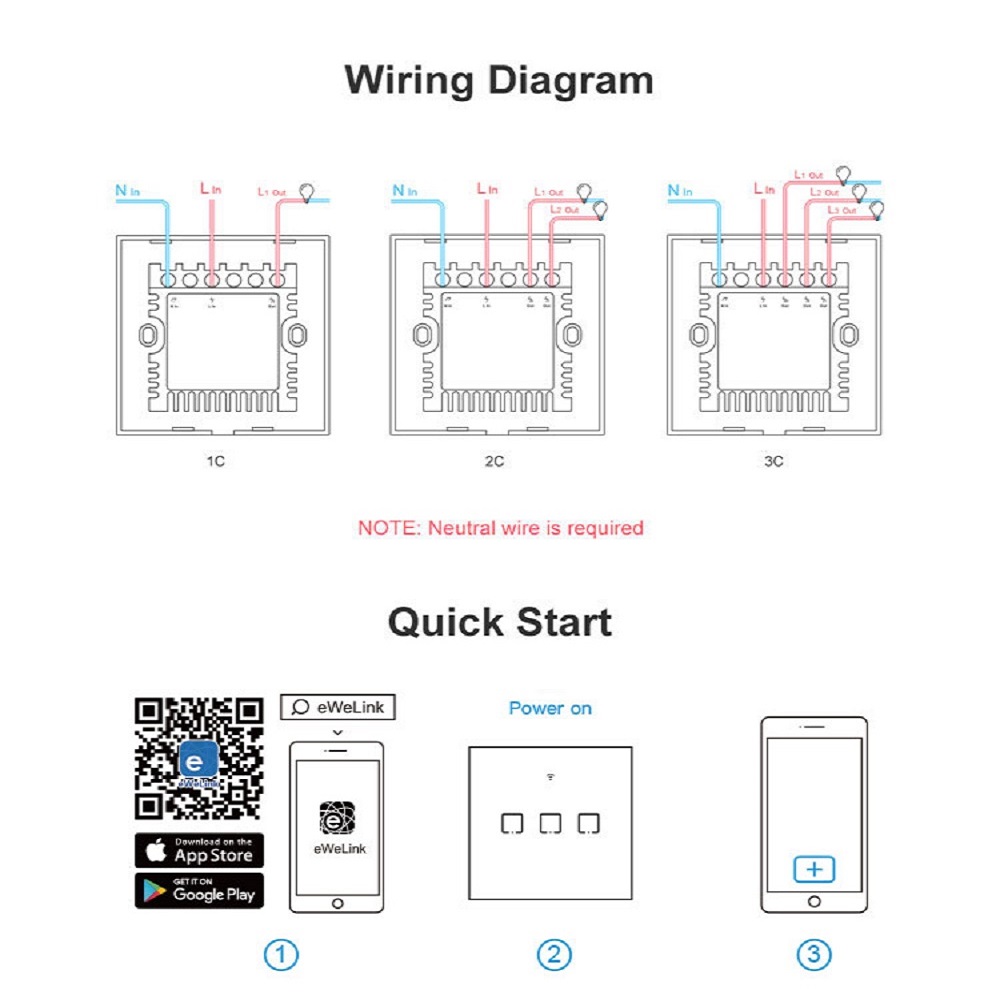 SONOFF T1 EU/UK Wall Touch Switch Light Panel Glass Screen 1/2/3 Gang Wifi Touch/APP/RF 433mhz Remote Control Smart Home Alexa