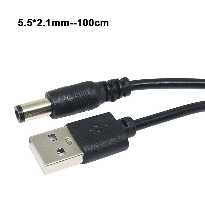 USB naar DC oplaadkabel 5,5*2,1mm / 5,5*2,5 koperen kern voedingskabel DC005 conversiekabel 5V DC oplaadkabel: Rood