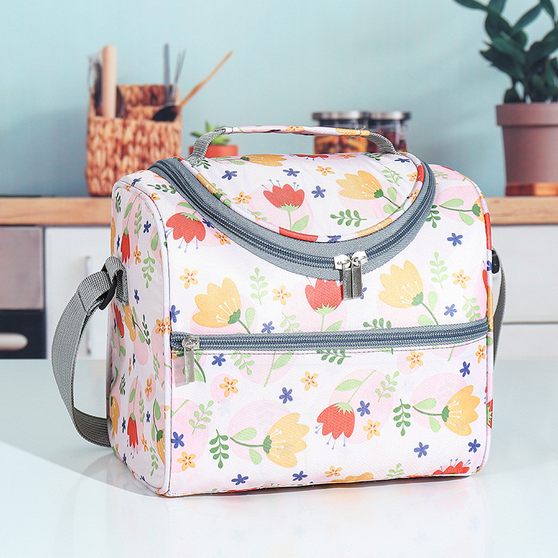 Large Capacity Square Thermal Lunch Bags Portable Cooler Bag Insulated Food Bags for Work School Picnic Bento Bags with Zipper: Gold