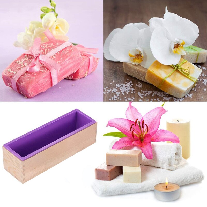 -5Pcs Silicone Mold Wooden Box Bread Cake Making Machine Paper Cutter Slicer Mold Handmade Soap Candle Cutting Tool
