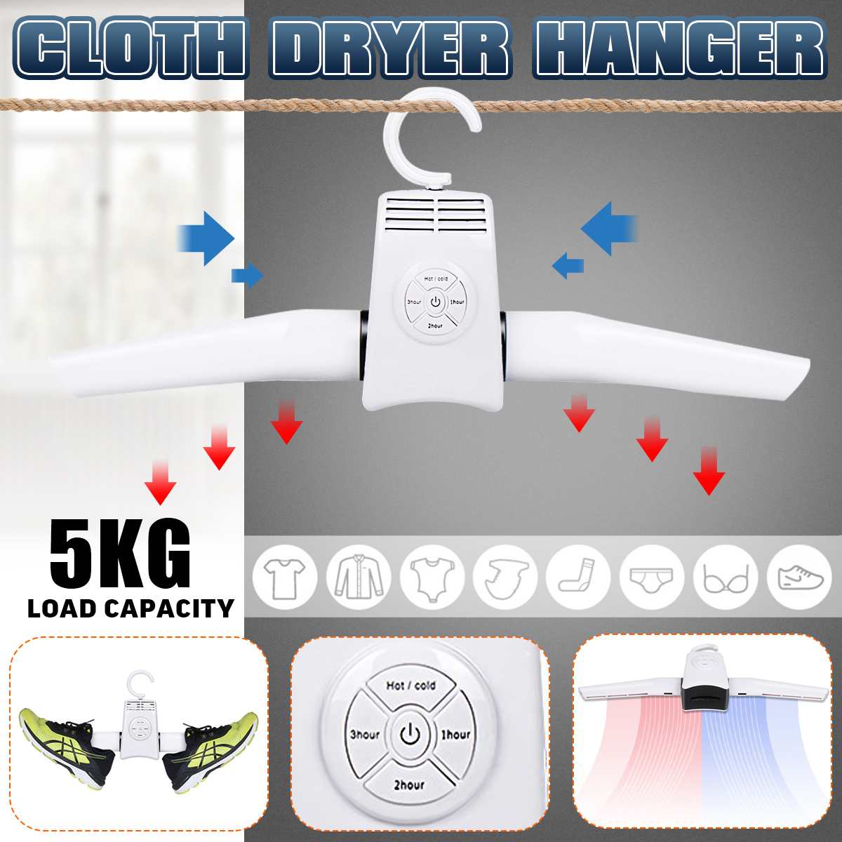 150W 220V Electric Clothes Hanger Portable Drying Cloth Machine Rack Home Indoor Dorms Dryer Shoes Clothes Cold Rack