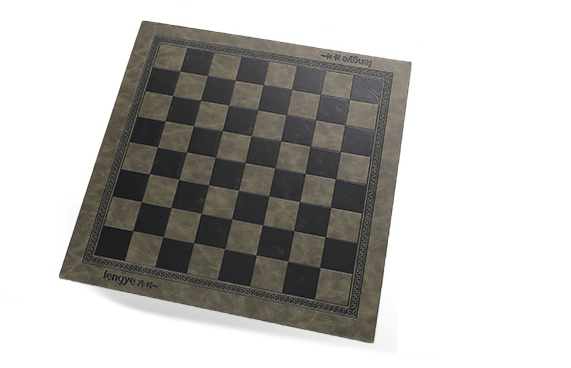 Tablero de ajedrez de cuero de doble cara, tablero de ajedrez de PU de 33,7x33,7 cm, damas plegables de 35mm, tablero de juego de ajedrez internacional IB05: army green