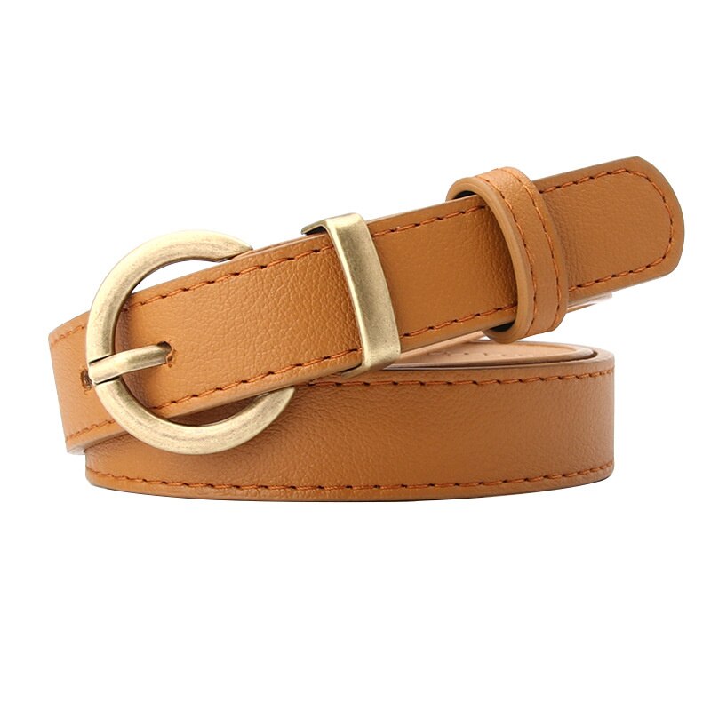 Cinturón de cuero fino para mujer, cinturón negro, blanco y marrón para mujer, cinturón de vestir para niña, pantalones vaqueros