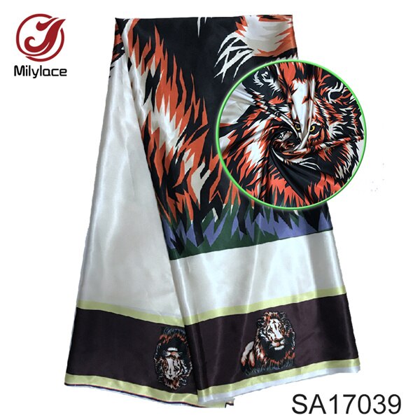 Nigeria Afrikanischen wachs muster satin stoff modische gedruckt wachs stretch satin stoff für party SA17037: color 5