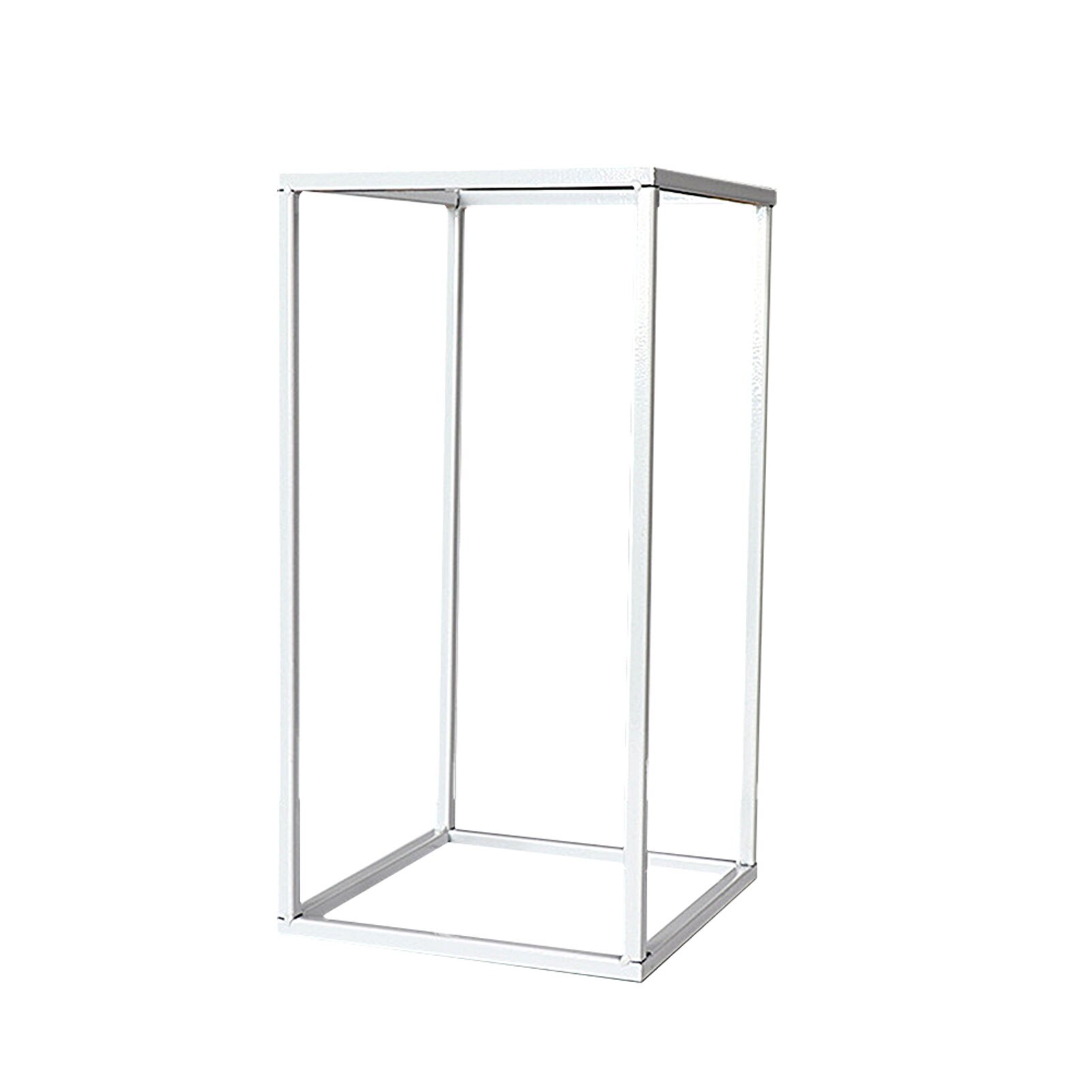 Iron Art Ceremony Metal Frame Vase Column Stand Detachable Display Rectangle Geometric Flower Rack Anti Rust Wedding Party: White