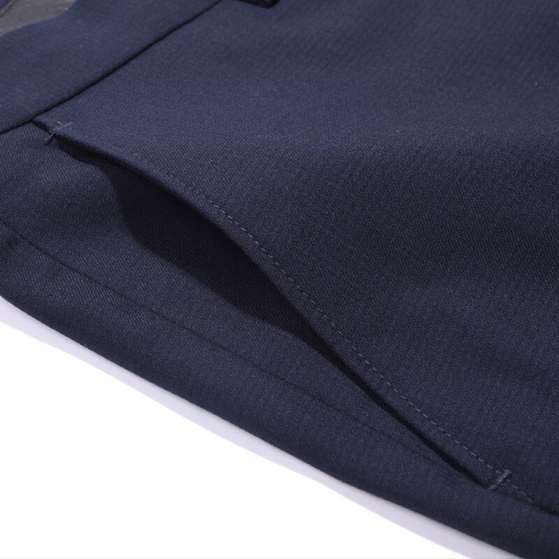 Men's Zipper Fly Wrinkle-Resistant Suit Pants Formal Business Meeting for Groom Navy Blue