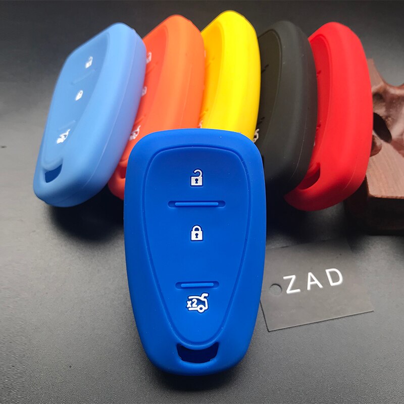 ZAD-funda de silicona para llave de coche, Carcasa protectora para mando a distancia sin llave, para Chevrolet Cruze Spark Onix Volt Aveo Sonic, 3 botones
