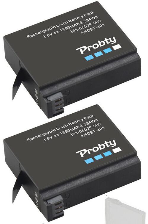 Probty-batería Original para GoPro Hero4 Hero 4 + cargador dual LCD para go pro AHDBT-401 HERO4, Cámara de Acción accesorio para, color negro y plateado: 2 pcs battery
