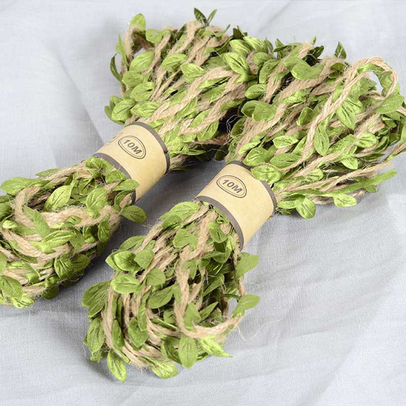 Rustic Simulation Green Leaves DIY Wedding Decor 10M Bouquet Packaging RopesMultifunction 5MM Weaving Hemp Rope