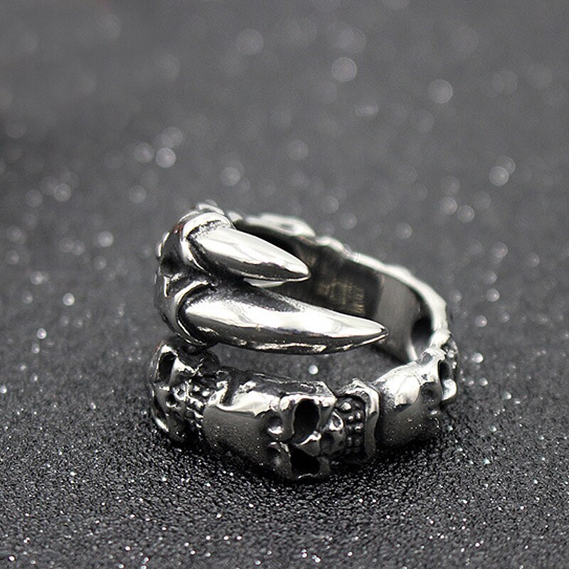 Vintage Punk Rock Beast Claw Ring Mannen Jongens Dominant 316L Rvs Biker Skull Ring Heren Hip Hop Sieraden