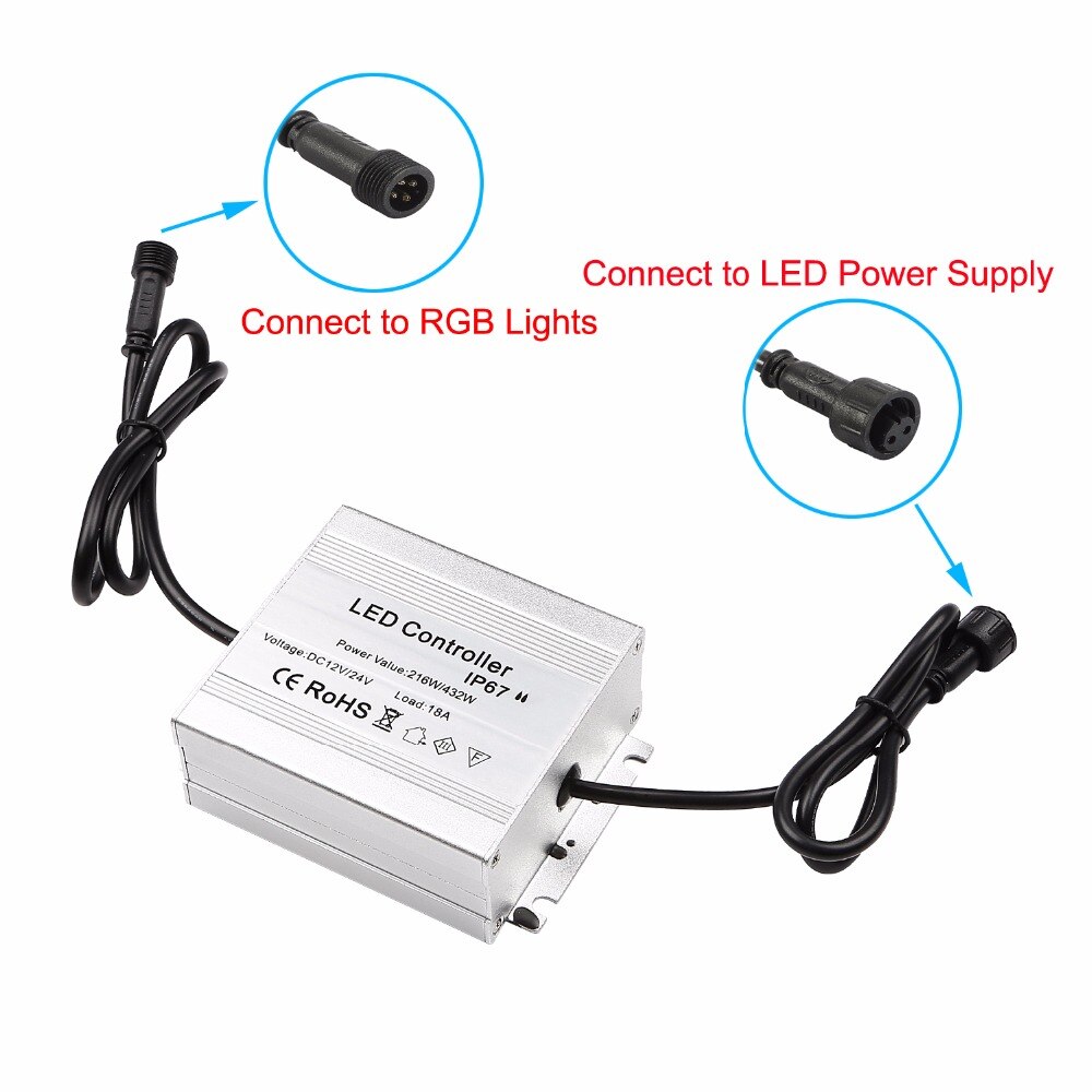 Wireless Waterpoof IP67 216W Input DC12V LED RGB Controller Outdoor used for Deck/Inground/Underground/Step LED Light controller