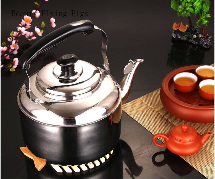 4/5/6L non-magnétique épais en acier inoxydable bouilloire maison en plein air pique-nique théière bouilloire feu ouvert universel chauffage pot