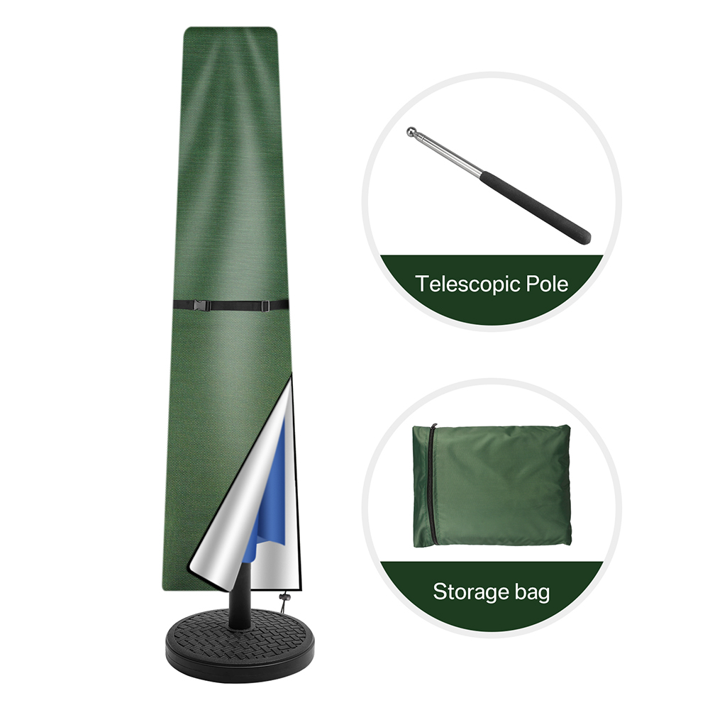 210D Rechte Parasolhoes Waterdichte Parasol Beschermhoes met Rits Weerbestendig UV-Anti Winddicht Tuinparapluhoes: S / groene kleur