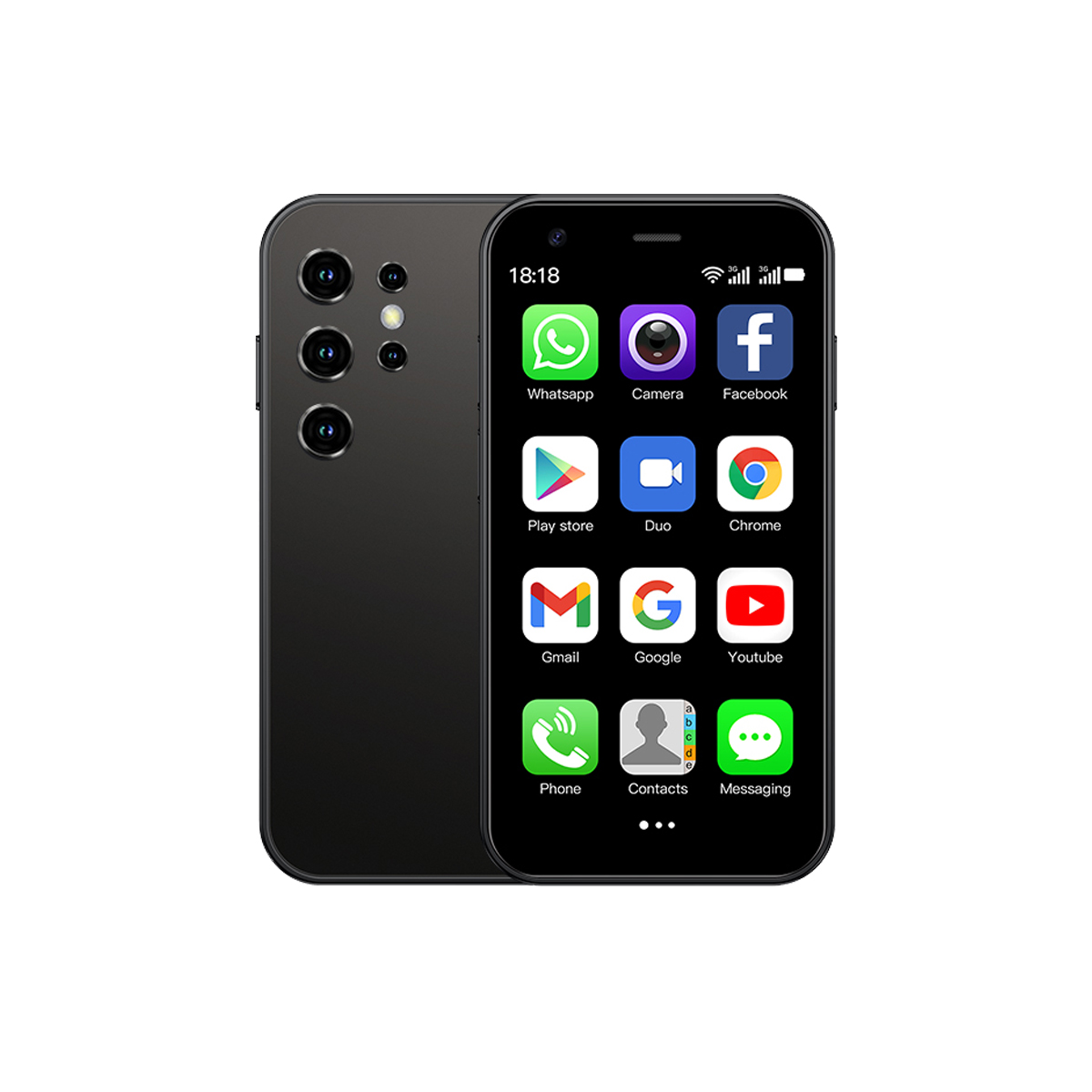 Soyes mini 24 3.0 Polegada smartphone de tela pequena 32gb de armazenamento android 8.1 sistema puro suporte play store duplo sim dupla espera: Preto