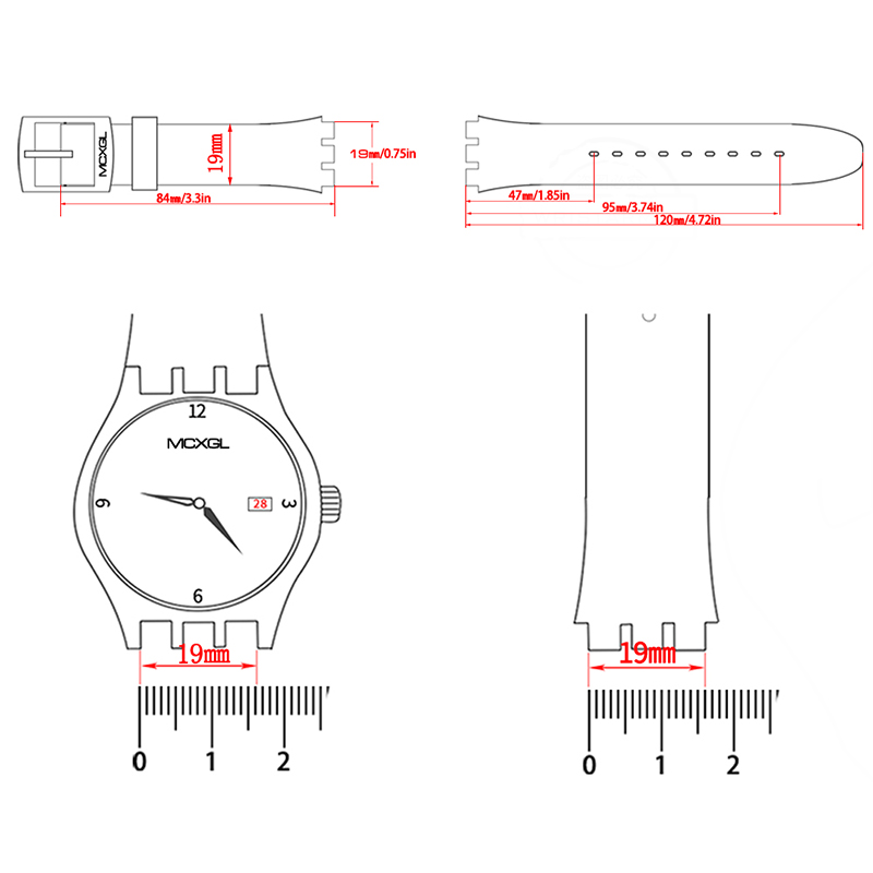 Correa de reloj de silicona de 17 19 y 20mm adecuada para correa de reloj SWATCH, correa de repuesto suave para mujeres y niños, pulsera impermeable con herramienta