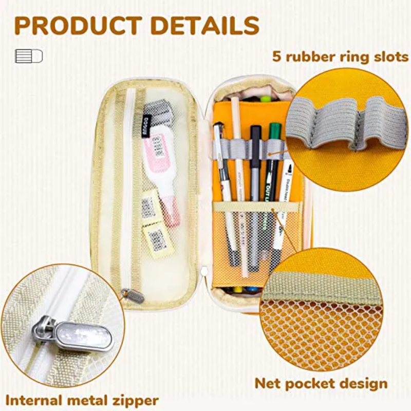 Kids Students Double Sided Pen Bag Pencil Case Special Dual Canvas Pocket Storage Bag Pouch Stationery School Trave Case Bay