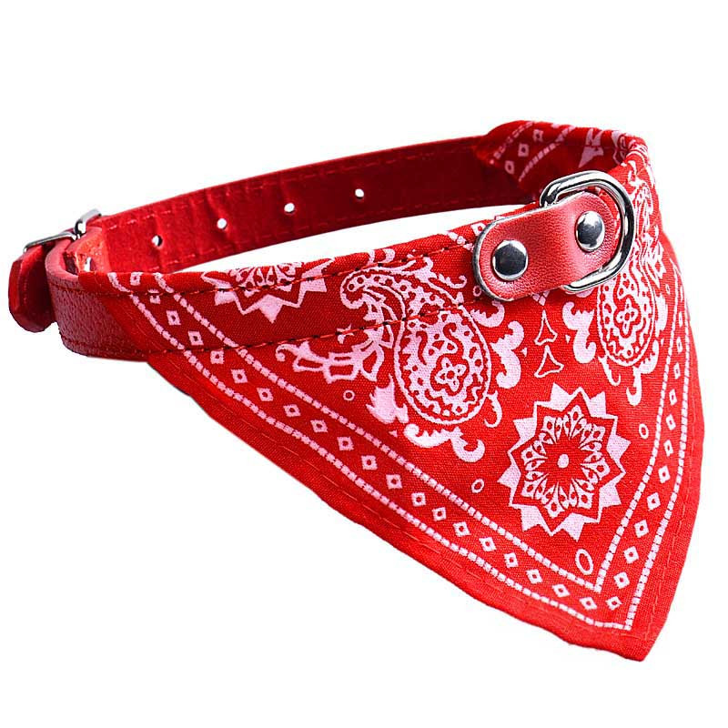 Adjustable Pet Dog Neck Scarf Cotton Dressing Puppy Cat Bandana PU Collar Neckerchief Pet Accessories for Small Large Dogs #T
