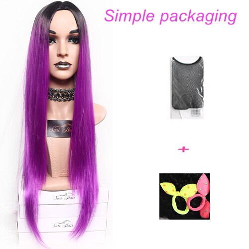 Suri-Peluca de pelo largo liso para mujer, pelo largo sintético resistente al calor, color rosa ombré, dos tonos, 30 pulgadas, negro, marrón, azul, 7 colores: R1001-JY