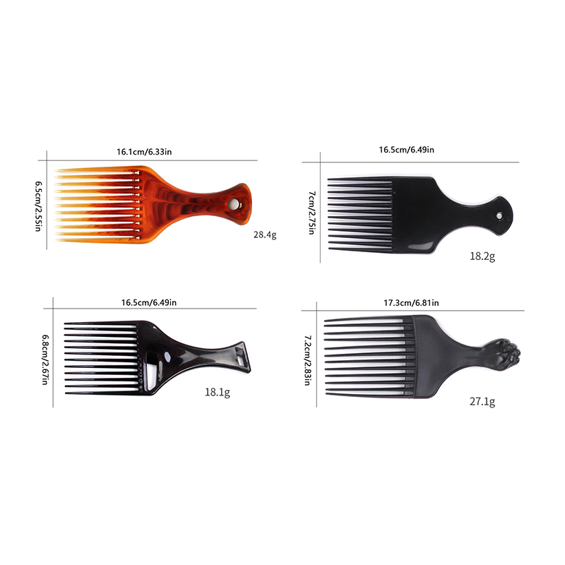 Cepillo de dientes anchos para mujer y hombre, peine de plástico para pelo rizado Afro, herramientas de peinado