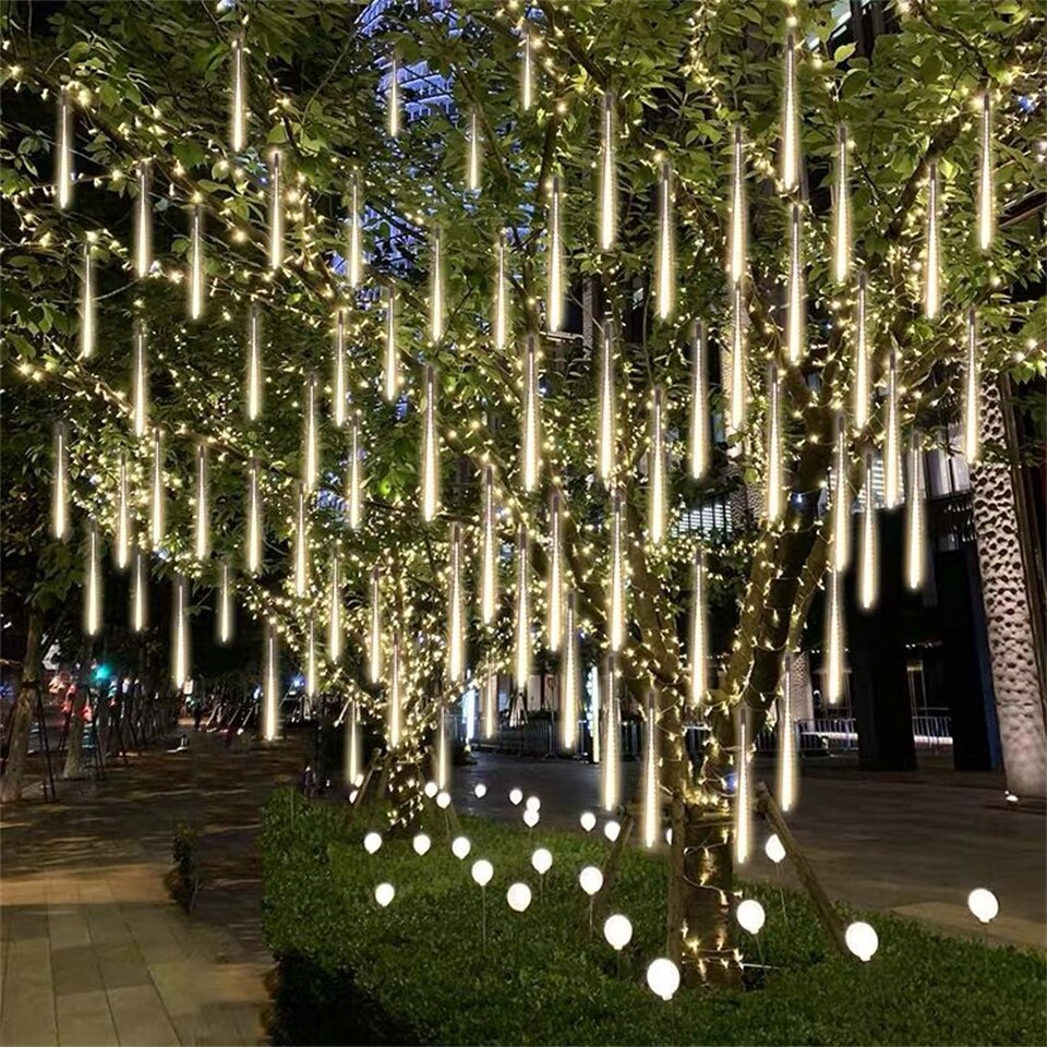 LED Meteor Shower Rain Lights Waterproof Falling Raindrop Fairy String Light for Christmas Party Patio Decor 30/50CM