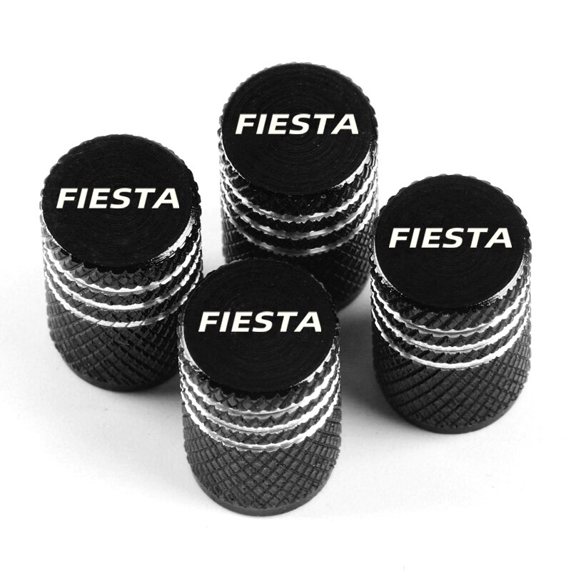 4 pièces/ensemble voiture pneu Valve tiges bouchon couverture pour Ford Fiesta aluminium pneu roue anti-poussière casquettes accessoires: Black