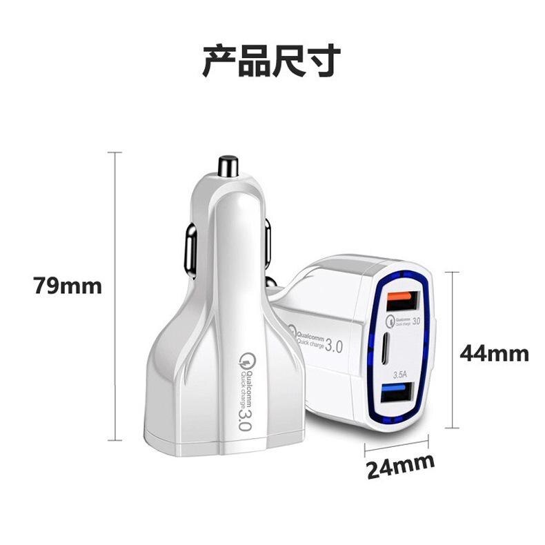 Schnellladefunktion für mobiltelefone, 3.0 -usb- und typ-c-autoladegerät 5v 3.5a -handyladegerät für iphones, kfz-adapter, handy-ladegerät
