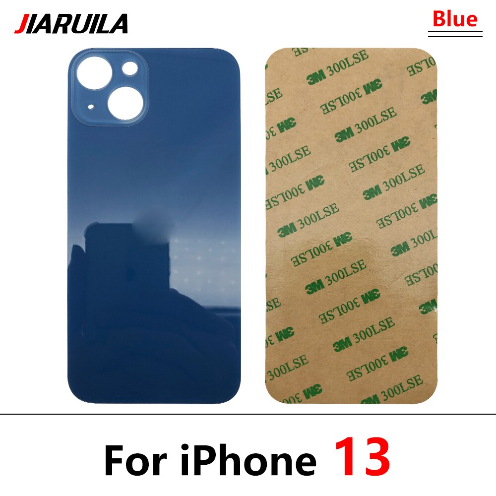 Big Hole powrót bateria drzwi tylna pokrywa szklana pokrywa baterii Case z klejem zamiennik dla iPhone 13 Pro Max: For iPhone 13 Blue