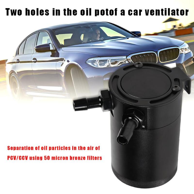 2 Port Baffled Oil Catch Tank Reservoir Universal Billet Oil Catch Can Auto Baffled Air-Oil Separator