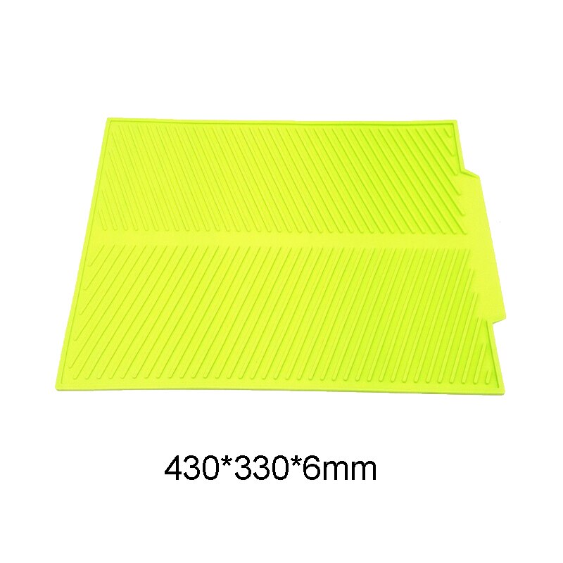 Drain Mat Kitchen Silicone Dish Drainer Tray Large Sink Drying Worktop Organizer Drying Mats for Dishes Tableware: Green L
