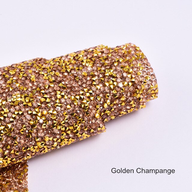 Tissu à strass brillants, 8 couleurs, 24x40cm, pour confection de robes pour nouvel an, DIY, , F0331: Golden Champange