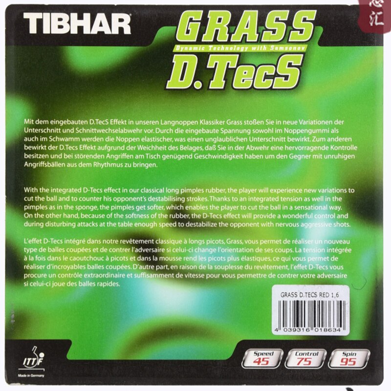 Tibhar GRASS D.TECS long pimples in table tennis rubber and rubber without sponge xo table tennis rackets racquet sport