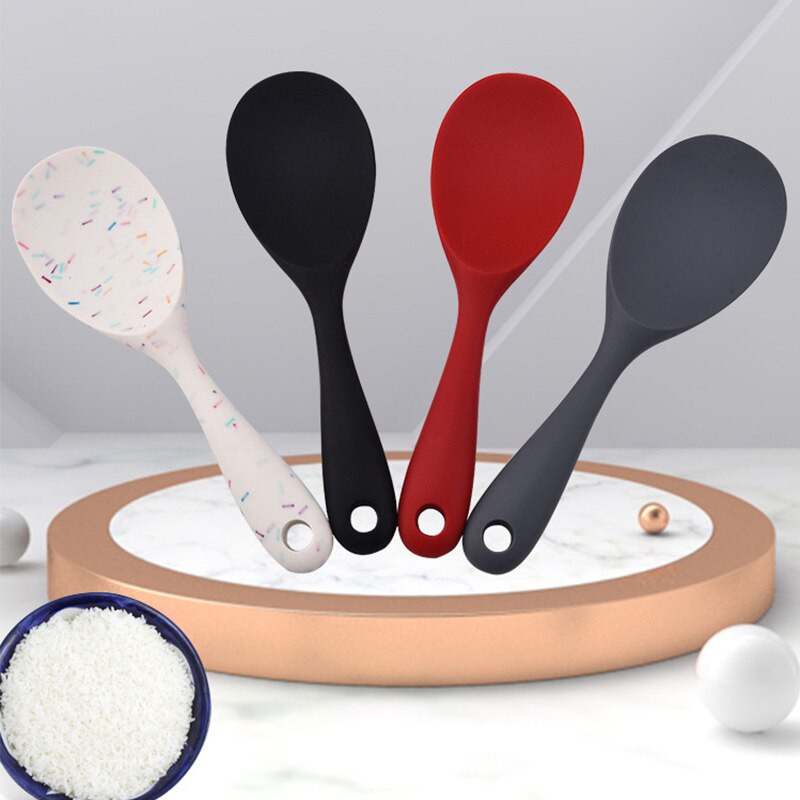 Silicone Spoon Anti-scalding Translucent Colorful Rice Scoop Heat Resistant Non-stick Rice Cooker Tableware Kitchen Cooking Tool