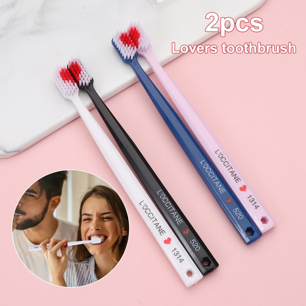 2Stck Erwachsene Zahnbürste Paar Freunde Familys Weichen borsten SchöNe Herz Umweltfreundliche Zahn Pflege Oral Hygience Gesundheit Pflege