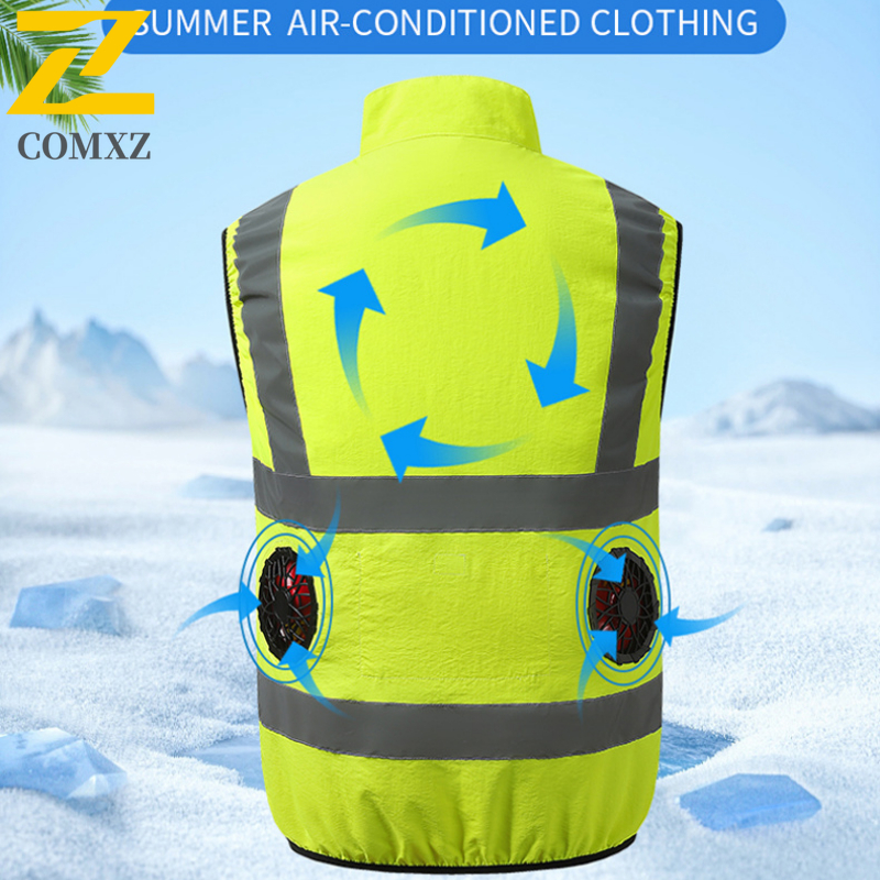 Heren Koelvest met IJs - Mouwloze Werkkleding - Ademend Polyester Jack voor Zomerwerk: Xxxl / Groente