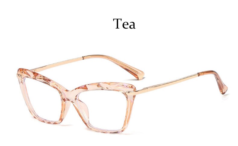 Montura de gafas cuadradas a la para mujer, montura de gafas de luz azul, lentes ópticas de ordenador, monturas transparentes: Tea