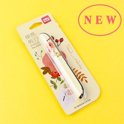 Deli Draagbare Vouwen Schaar Student Pocket Schaar Kawaii Cutter Art Gereedschap Kids Deli Student Deli Briefpapier Cuters School: yellow with flowers