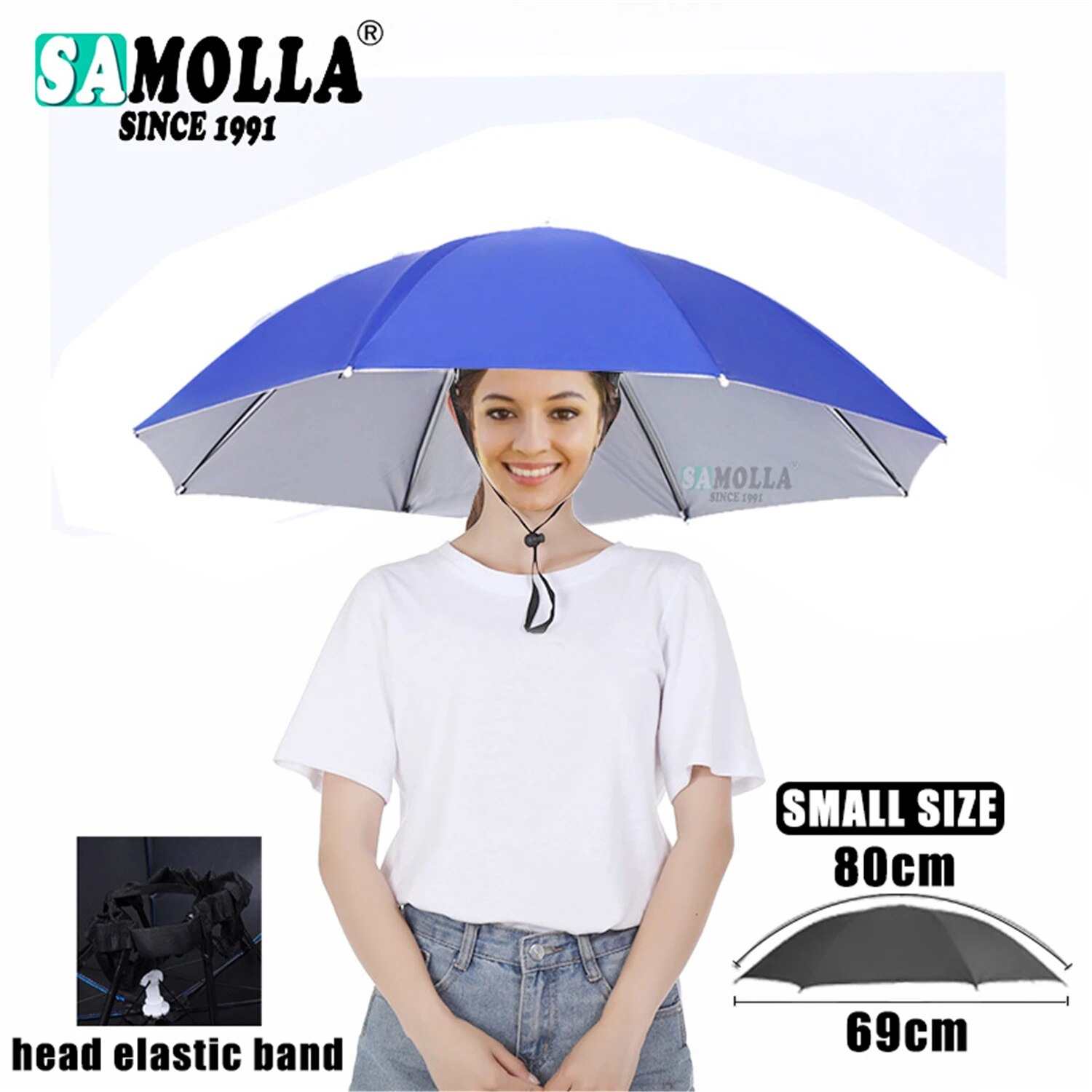 Paraguas de lluvia, sombrero plegable, parasol impermeable, gorro de pesca, sombreros para la cabeza de playa, protección solar UV de doble capa: Rojo
