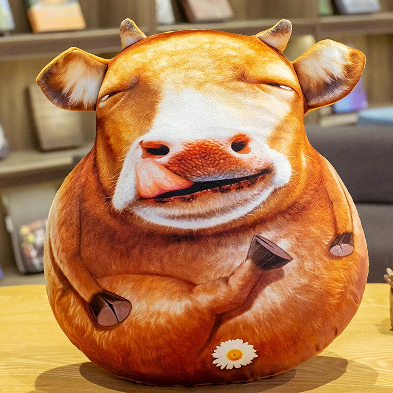 Maak vreemde parodie rundersimulatie kussen oud vee eet jong gras opschep kussen voor leunen leeftijdscategorie modelnummer vulling: C