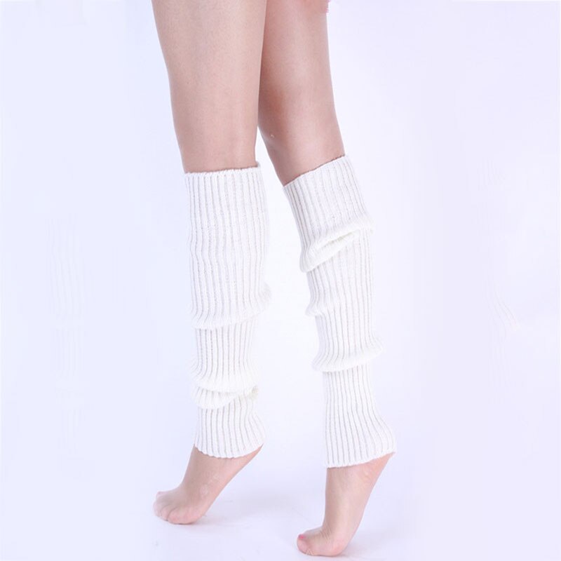 Nyligt 1 par stilfulde kvinder strikning benvarmer vinter strik hæklet dame legging fodvarmer: Hvid