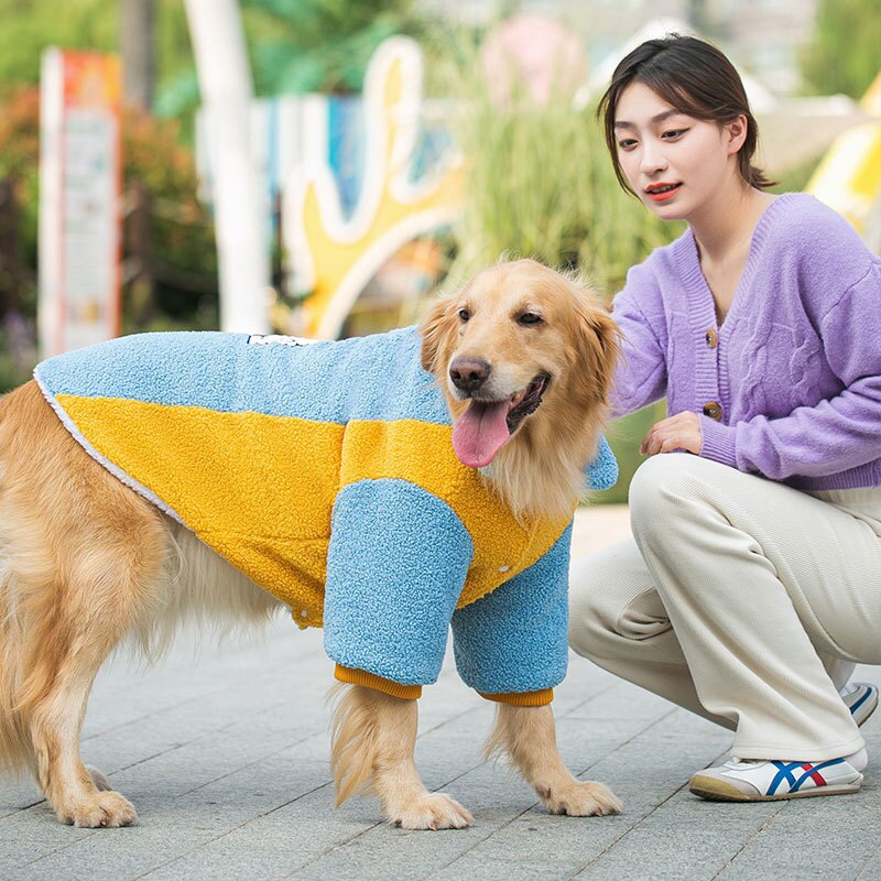 ZOOPEEN – pull à deux pattes pour animaux de compagnie, pull en laine de chien, en velours granulaire, avec motif de boule de riz, moyen et grand gabarit, automne et hiver
