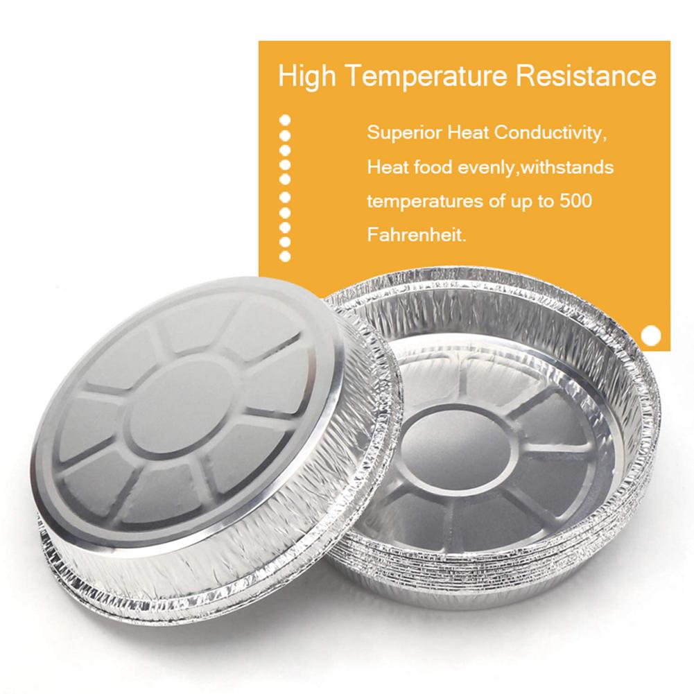 Plat de cuisson antiadhésif jetable rond en aluminium pour BBQ, résistant aux hautes températures, 50 pièces
